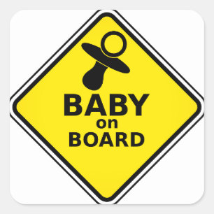 Eigenes Farbbaby an Bord Schnuller Gelbes Zeichen Quadratischer Aufkleber