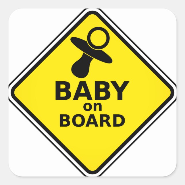 Eigenes Farbbaby an Bord Schnuller Gelbes Zeichen Quadratischer Aufkleber (Vorderseite)