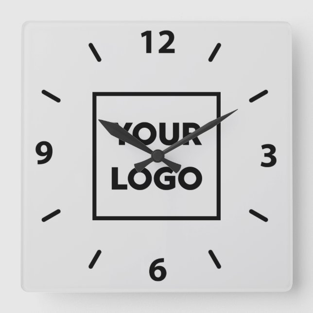 Eigenes Firmenlogo auf Grau Quadratische Wanduhr (Vorderseite)