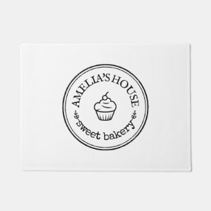 Eigenes Firmenlogo für Süßbäckereien, auf Weiß Fußmatte