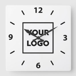 Eigenes Firmenlogo im Hintergrund Quadratische Wanduhr