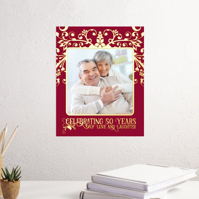 Eigenes Foto 50. Hochzeitstag hinzufügen Foliendrucke (In Situ (Schreibtisch 3))