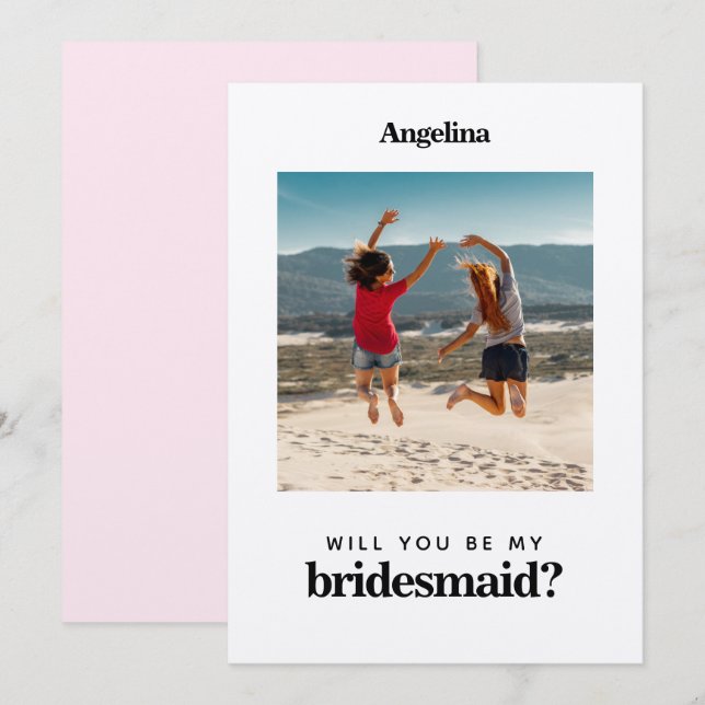 Eigenes Foto Einfache Elegante Bridesmaid Vorschla Einladung (Vorne/Hinten)