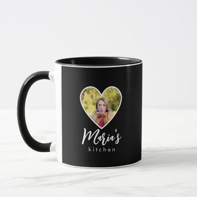 Eigenes Foto im Schwarzen Herzrahmen Moderne Kalli Tasse (Links)