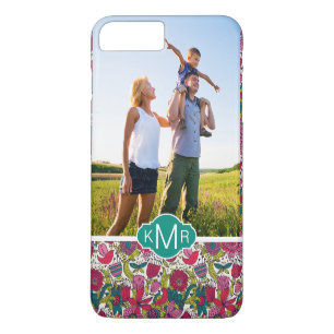 Eigenes Foto & Monogramm Helles Blumenmuster iPhone 8 Plus/7 Plus Hülle