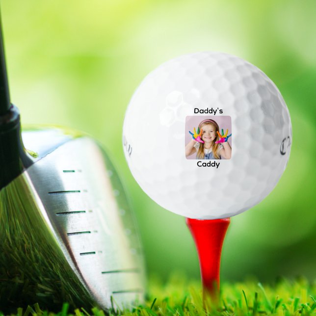 Eigenes Foto Personalisiert erstellen Golfball (Daddy's Caddy photo golf ball with text. )