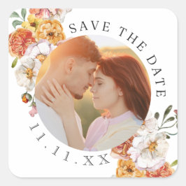Eigenes Foto Save the Date Quadratischer Aufkleber