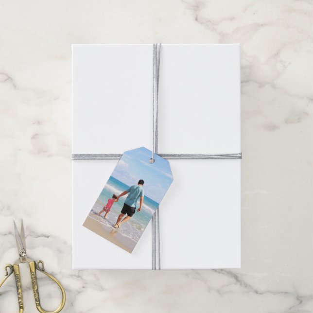 Eigenes Foto und/oder Text hinzufügen Geschenkanhänger (Mit Garn)