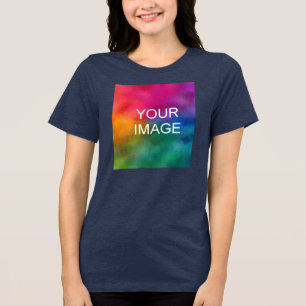 Eigenes Foto wird automatisch in Womens Navy Blue  Tri-Blend Shirt