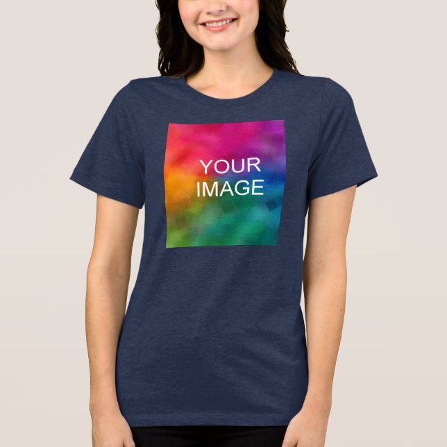 Eigenes Foto wird automatisch in Womens Navy Blue  Tri-Blend Shirt (Vorderseite)