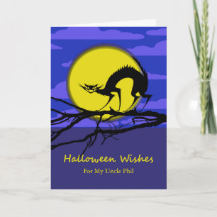 Eigenes Halloween für Onkel, Katze für Zweig Karte