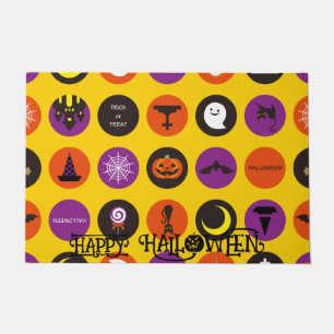 Eigenes Halloween Niedlich Spooky Whimsical Yellow Fußmatte