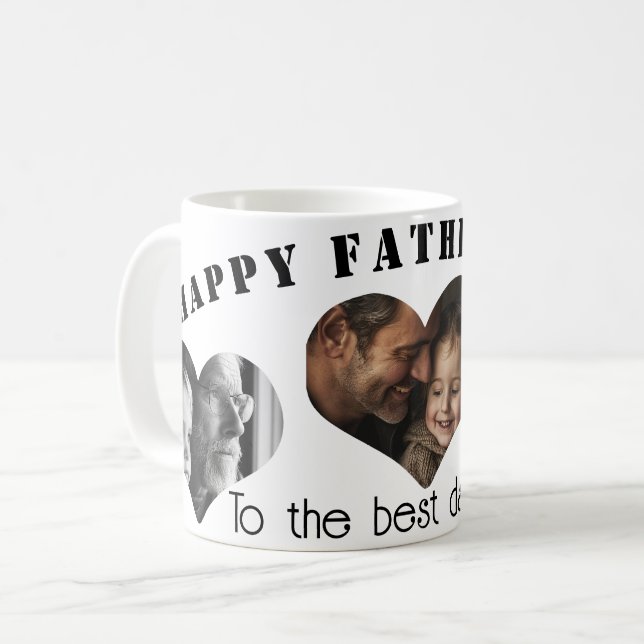 Eigenes herzförmiges Foto für den Vatertag Kaffeetasse (Vorderseite Links)
