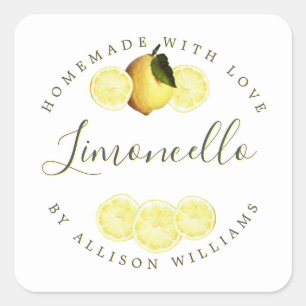 Eigenes Limoncello-Label Quadratischer Aufkleber