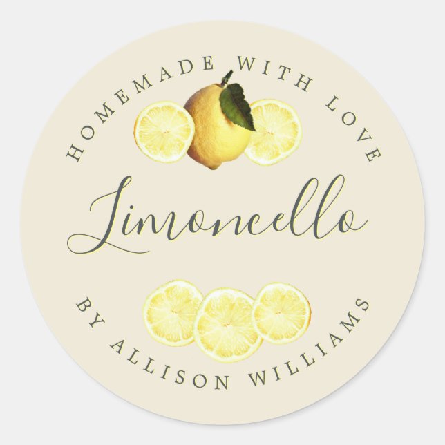 Eigenes Limoncello-Label Runder Aufkleber (Vorderseite)