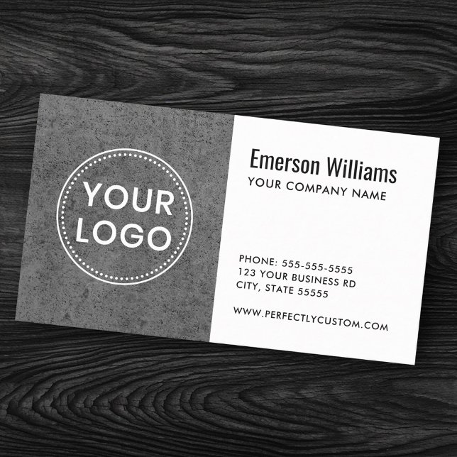 Eigenes Logo aus dunkelgrauem Beton Visitenkarte (Custom logo rough dark gray concrete business card)