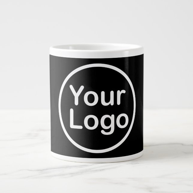 Eigenes Logo hinzufügen | Schwarzer Hintergrund Jumbo-Tasse (Vorderseite)