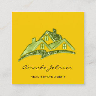Eigenes Logo House Real Anwesen Agent Gelb Quadratische Visitenkarte