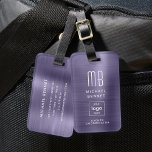 Eigenes Logo Mit Monogramm Lila gebürstetes Metall Gepäckanhänger<br><div class="desc">Mit Monogramm Logo Lila Brushed Metal Gepäckmarke. Personalisieren Sie es mit Ihren Daten und Ihrem Firmenlogo.</div>