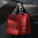 Eigenes Logo Mit Monogramm Rot gebürstetes Metall Gepäckanhänger<br><div class="desc">Mit Monogramm Rot-Brushed-Metal-Gepäckchen mit benutzerdefiniertem Logo. Personalisieren Sie es mit Ihren Daten und Ihrem Firmenlogo.</div>