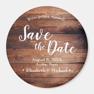 Eigenes rustikales Save the Date bedrucktes dunkle Magnet
