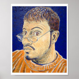 Eigenes Selbstportrait (orange, blau, weiß) Poster