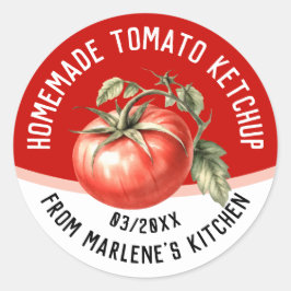 Eigengebackene Tomatenketschup mit roter Tomate Runder Aufkleber