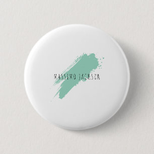 Eigenname Dekorativ Chic Einfach Blau Weiß Button