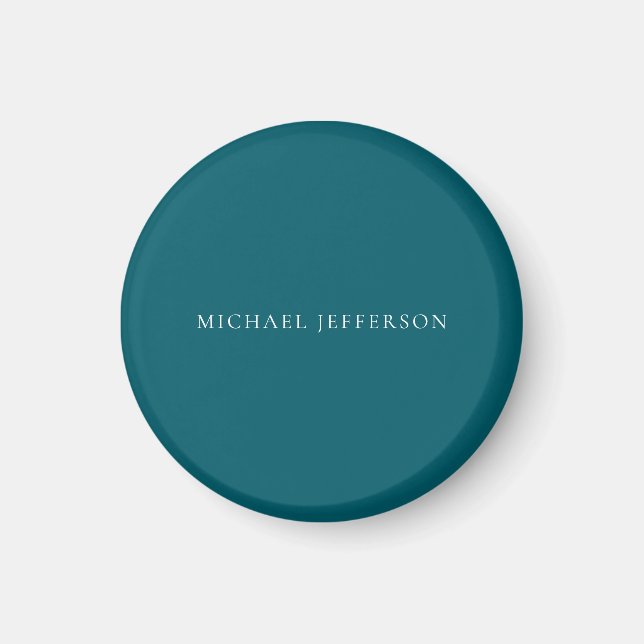 Eigenname schlicht dunkle Teal-Farbe personalisier Magnet (Vorne)