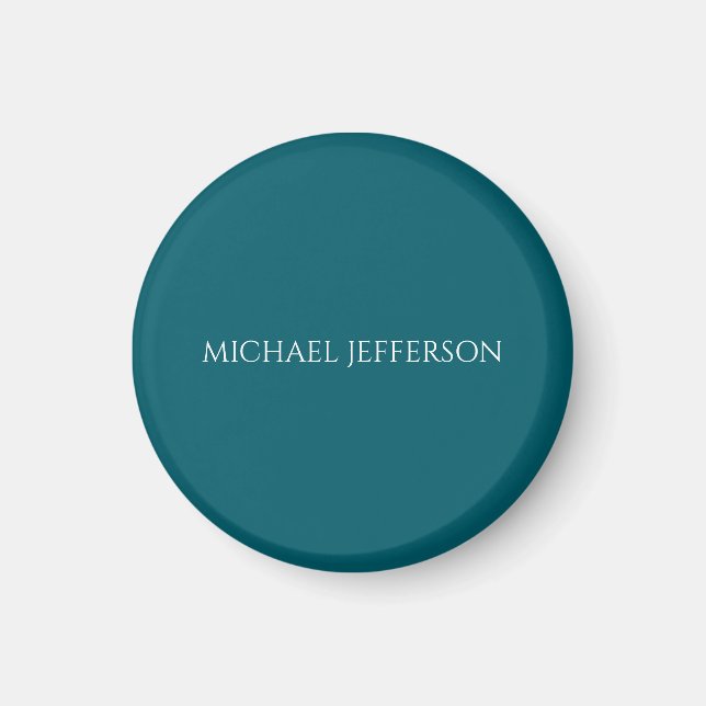 Eigenname schlicht dunkles Teal-Farbpersonal Magnet (Vorne)