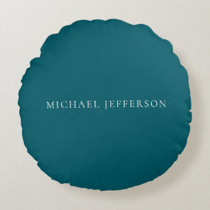 Eigenname schlicht dunkles Teal-Farbpersonal Rundes Kissen