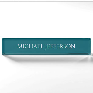 Eigenname schlicht dunkles Teal-Farbpersonaldesign Namensplakette