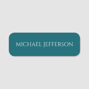 Eigenname schlicht dunkles Teal-Farbpersonaldesign Namensschild
