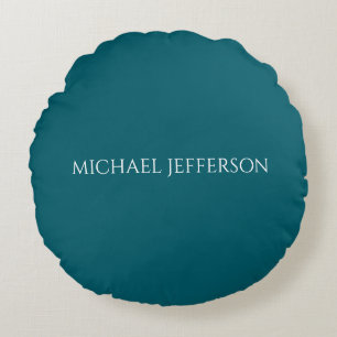 Eigenname schlicht dunkles Teal-Farbpersonaldesign Rundes Kissen