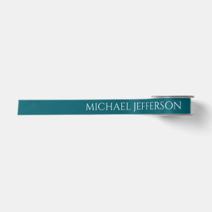 Eigenname schlicht dunkles Teal-Farbpersonaldesign Satinband