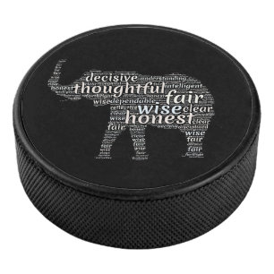 Eigenschaften einer Elefanten-Word-Wolke Eishockey Puck