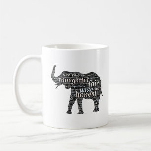 Eigenschaften einer Elefanten-Word-Wolke Kaffeetasse