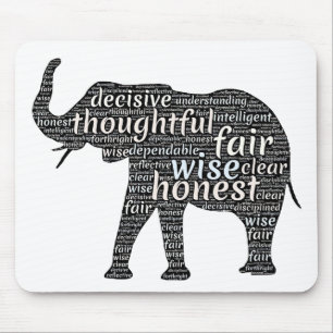 Eigenschaften einer Elefanten-Word-Wolke Mousepad