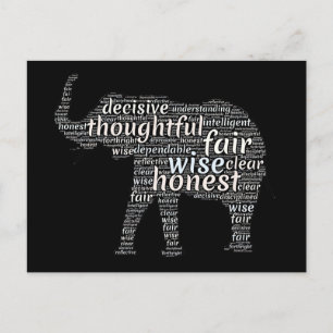 Eigenschaften einer Elefanten-Word-Wolke Postkarte