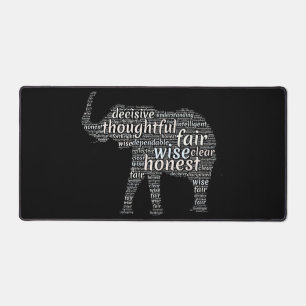 Eigenschaften einer Elefanten-Word-Wolke Schreibtischunterlage