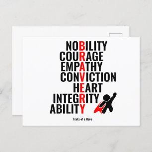 Eigenschaften eines Helden Postkarte