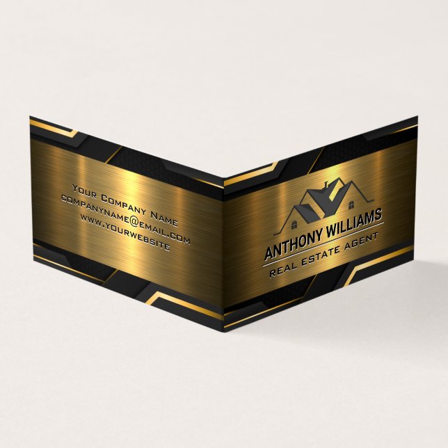Eigenschaften für Real Anwesen | Gold Black Visitenkarten (Vorderseite)