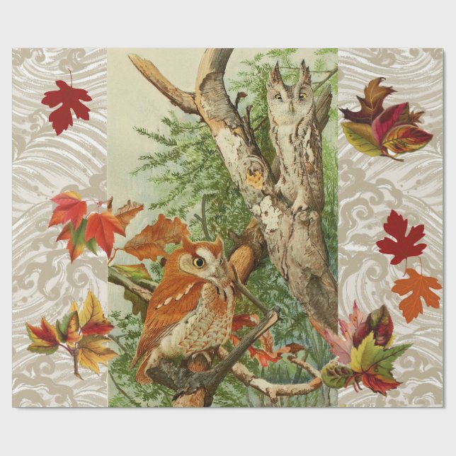 EIGENSCHAFTEN ZWISCHEN HERBSTLAUBEN IN WOODLAND GESCHENKPAPIER (Flach)