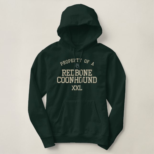 Eigentum eines Redbone Coonhound Bestickter Hoodie (Design vorne)