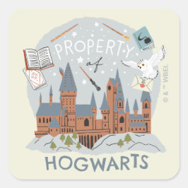 Eigentum von Hogwarts Cartoon-Grafik Quadratischer Aufkleber