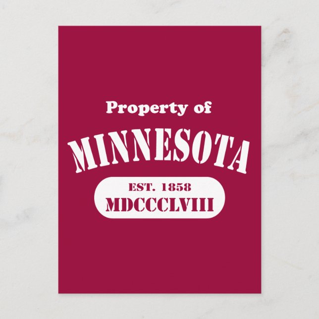 Eigentum von Minnesota - jede bkgd Farbe! Postkarte (Vorderseite)