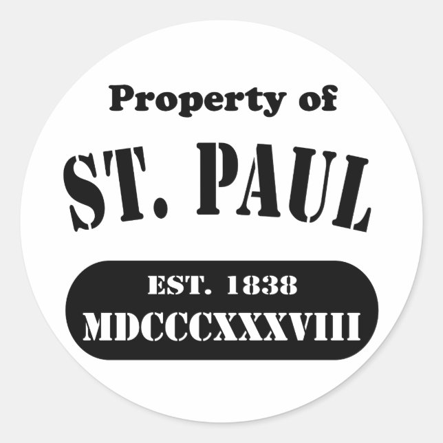 Eigentum von St. Paul Runder Aufkleber (Vorderseite)