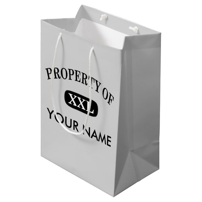 Eigentum von XXL Ihr Name Mittlere Geschenktüte (Vorderseite Schrägansicht)