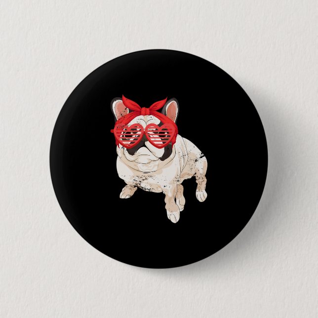 Eigentümer Sungles Bandana Fun French Bulldog Fren Button (Vorderseite)