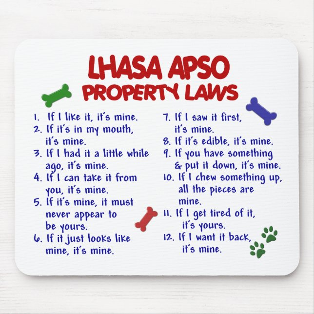 Eigentums-Gesetze 2 LHASAS APSO Mousepad (Vorne)